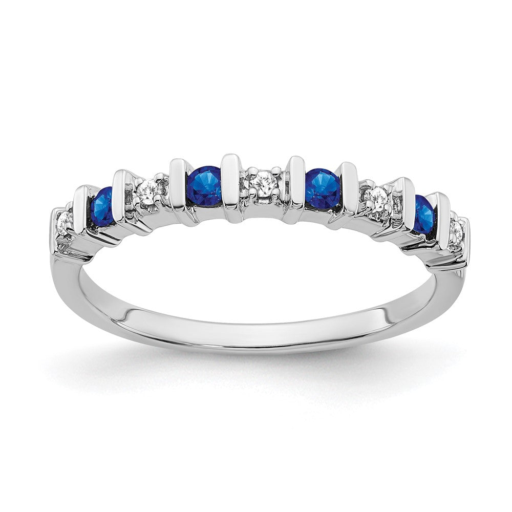 14k White Gold Sapphire and Real Diamond Band