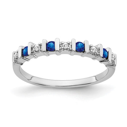 14k White Gold Sapphire and Real Diamond Band
