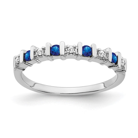 14k White Gold Sapphire and Real Diamond Band