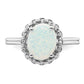 14k White Gold Created Opal and Real Diamond Halo Ring