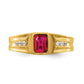 14K Yellow Gold Ruby and Real Diamond Mens Ring