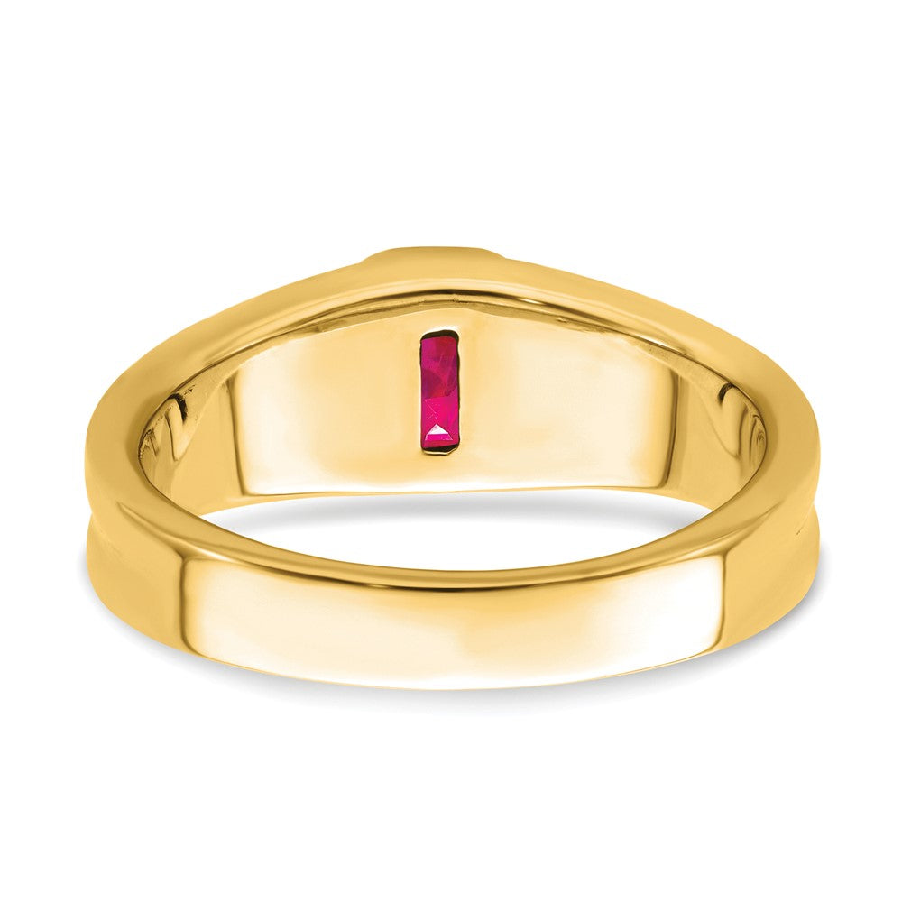 14K Yellow Gold Ruby and Real Diamond Mens Ring