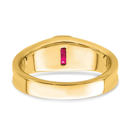 14K Yellow Gold Ruby and Real Diamond Mens Ring
