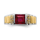 14k Two-Tone Gold Created Ruby and Real Diamond Mens Ring