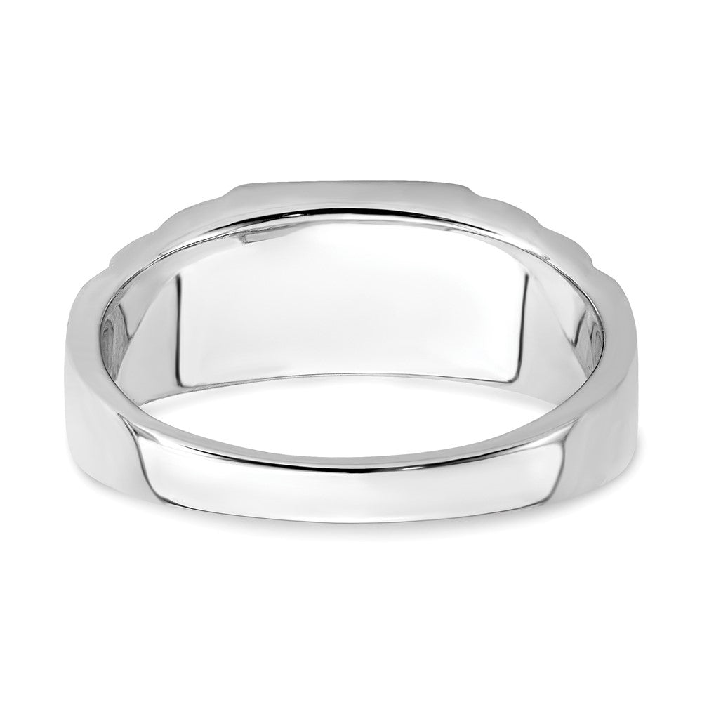14k Two-Tone Gold Created Sapphire and Real Diamond Mens Ring