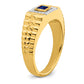 14K Yellow Gold Square Sapphire and Real Diamond Mens Ring