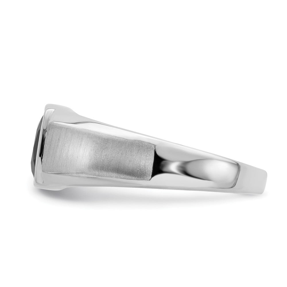 14k White Gold Onyx and Real Diamond Mens Ring