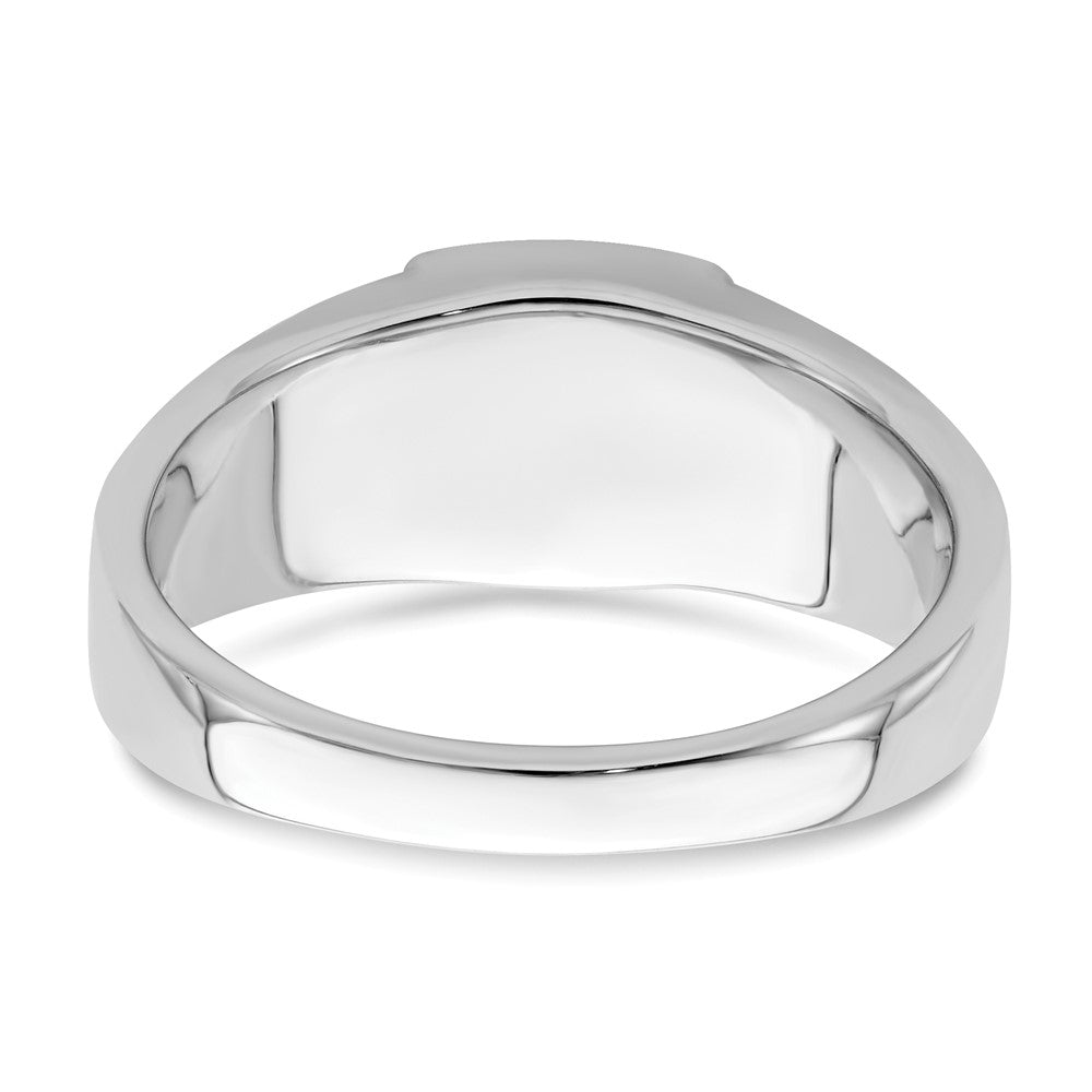 14k White Gold Onyx and Real Diamond Mens Ring