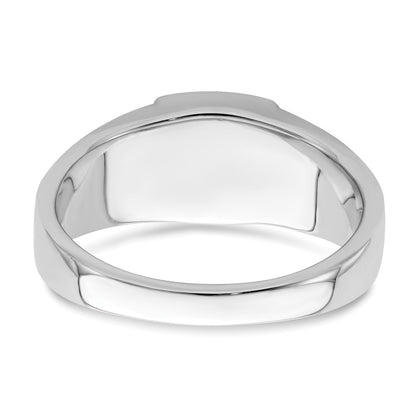 14k White Gold Onyx and Real Diamond Mens Ring