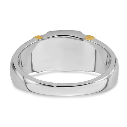 14k Two-Tone Gold Onyx and Real Diamond Mens Ring
