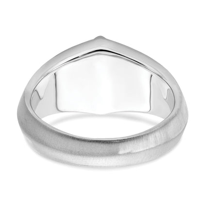 14k White Gold Onyx and Real Diamond Mens Ring