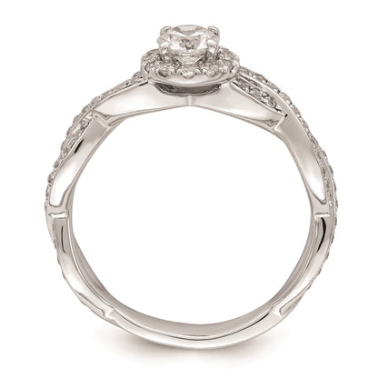 0.33ct. CZ Solid Real 14k White Round Complete By-Pass Engagement Ring