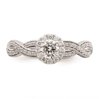 0.33ct. CZ Solid Real 14k White Round Complete By-Pass Engagement Ring