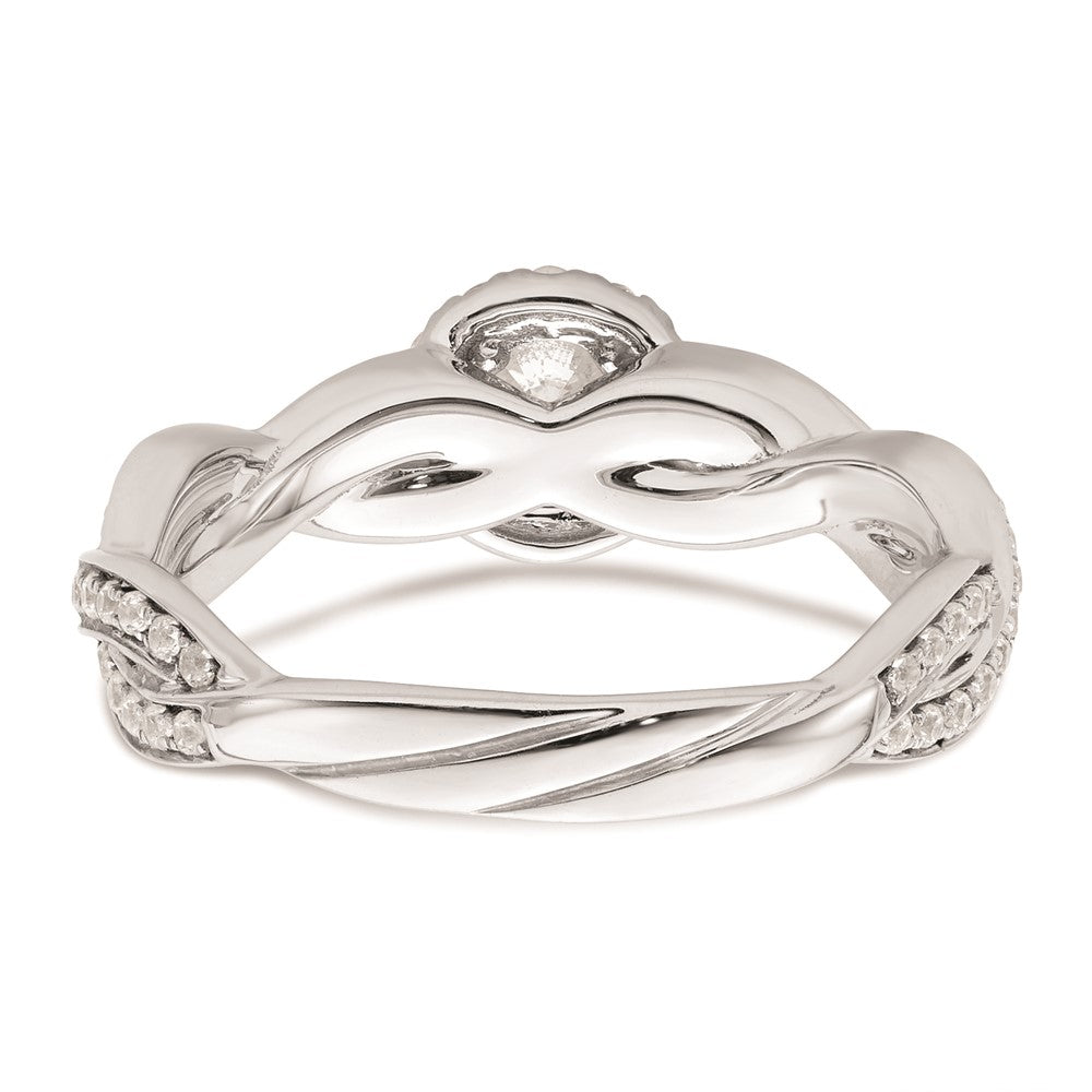 0.33ct. CZ Solid Real 14k White Round Complete By-Pass Engagement Ring