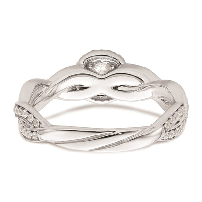 0.33ct. CZ Solid Real 14k White Round Complete By-Pass Engagement Ring