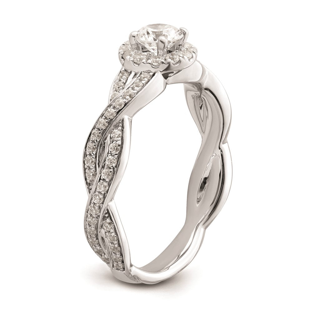 0.33ct. CZ Solid Real 14k White Round Complete By-Pass Engagement Ring