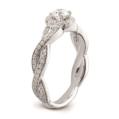 0.33ct. CZ Solid Real 14k White Round Complete By-Pass Engagement Ring
