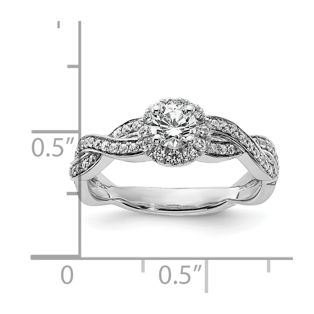 0.33ct. CZ Solid Real 14k White Round Complete By-Pass Engagement Ring