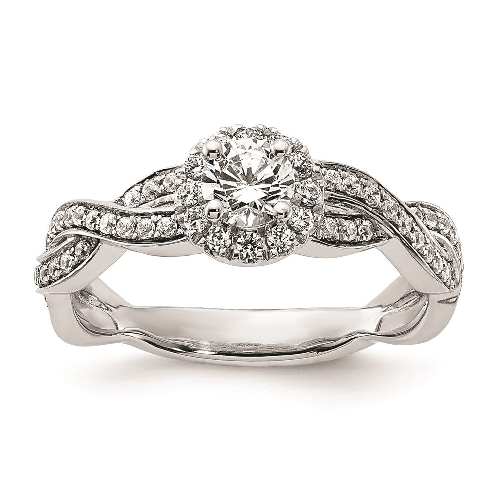 0.33ct. CZ Solid Real 14k White Round Complete By-Pass Engagement Ring