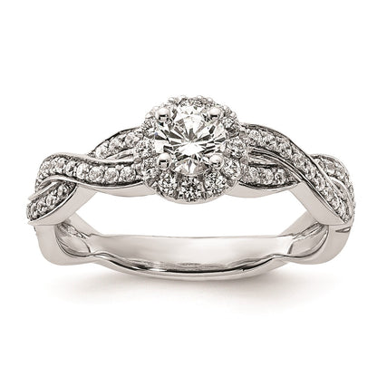 0.33ct. CZ Solid Real 14k White Round Complete By-Pass Engagement Ring