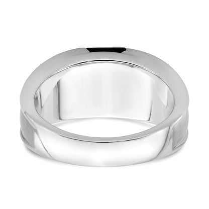 14k White Gold Onyx and Real Diamond Mens Ring