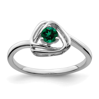 14k white gold created emerald triangle ring rm7395 cem w