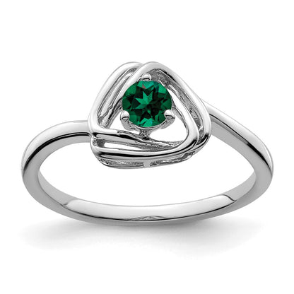 14k white gold created emerald triangle ring rm7395 cem w