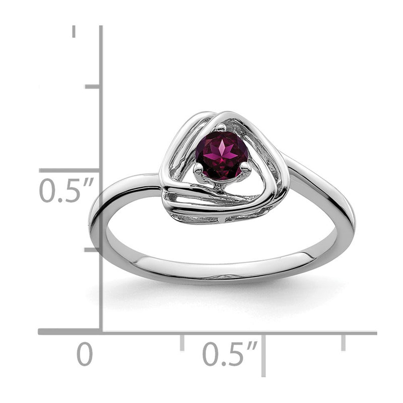 Solid 14k White Gold Rhodolite Simulated Garnet Triangle Ring