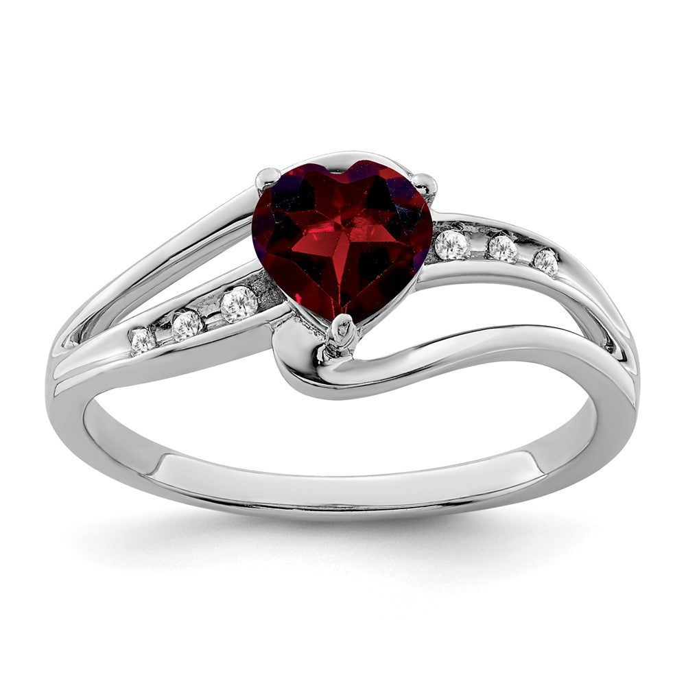 Sterling Silver Garnet and Diamond Ring
