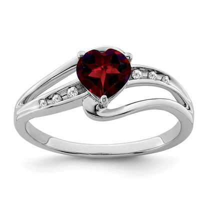 Sterling Silver Garnet and Diamond Ring