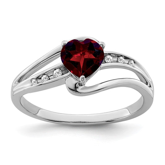 Sterling Silver Garnet and Diamond Ring