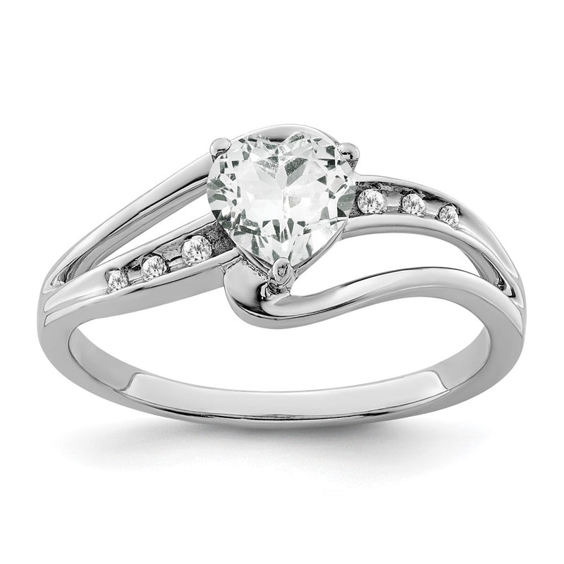 Sterling Silver White Topaz and Diamond Ring