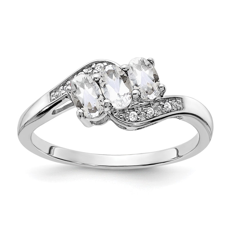 Sterling Silver White Topaz and Diamond Ring