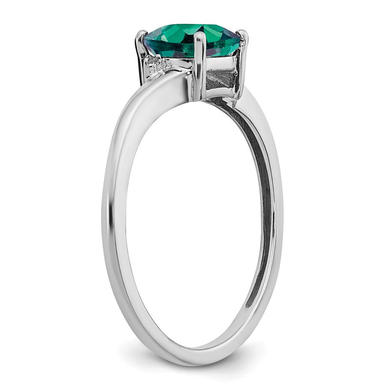 Sterling Silver Created Alexandrite and Diamond Ring