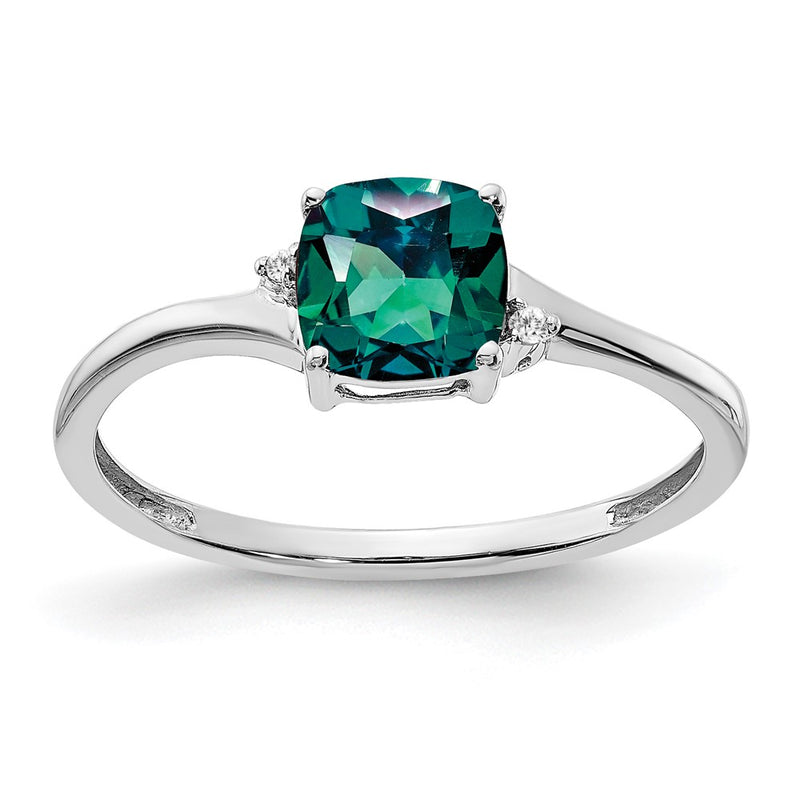 Sterling Silver Created Alexandrite and Diamond Ring