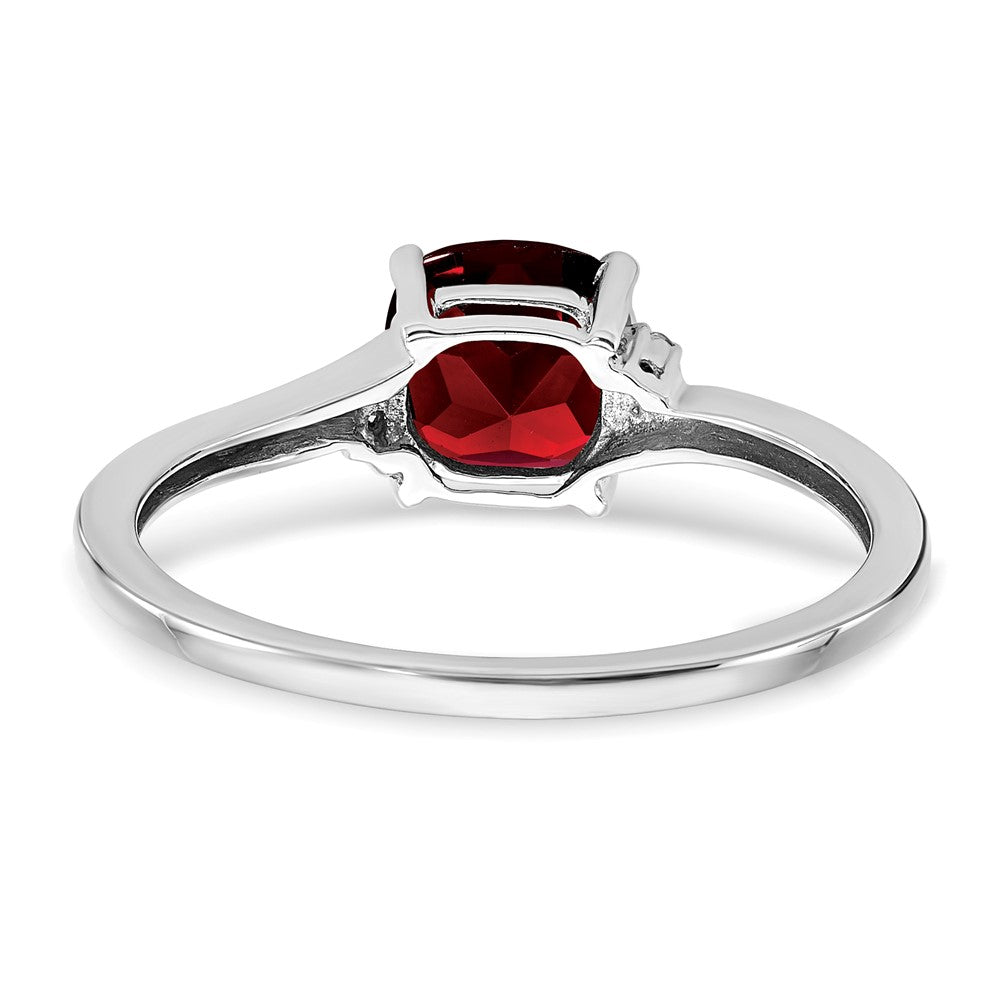 Sterling Silver Garnet and Diamond Ring