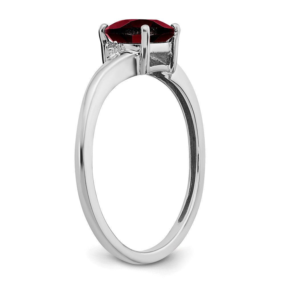 Sterling Silver Garnet and Diamond Ring