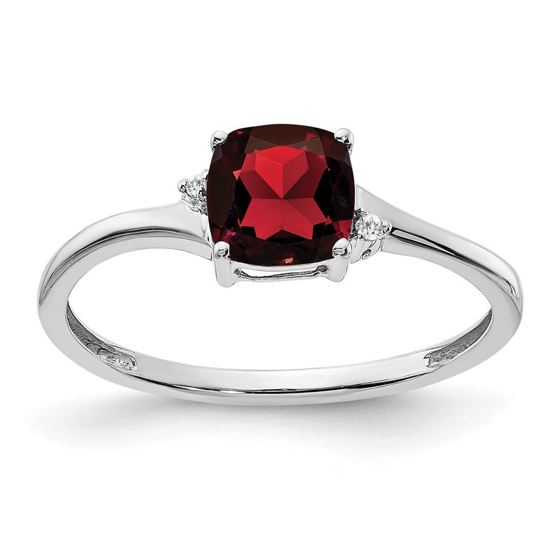 Sterling Silver Garnet and Diamond Ring