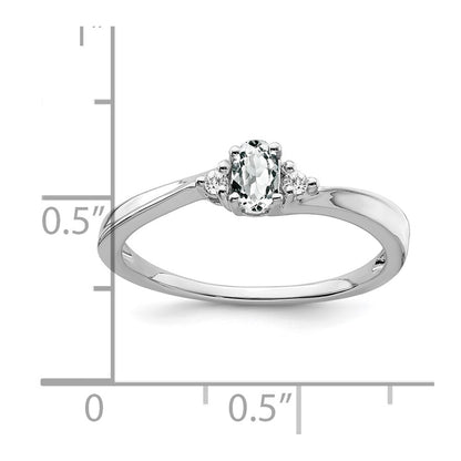14k White Gold Topaz and Real Diamond Ring