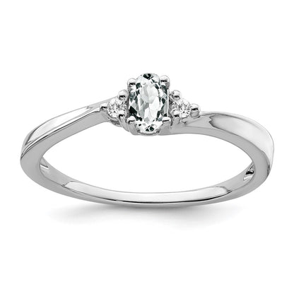 14k White Gold Topaz and Real Diamond Ring