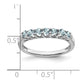 Solid 14k White Gold Simulated Aquamarine and CZ 7-stone Ring