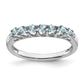 14k White Gold Aquamarine and Real Diamond 7-stone Ring