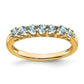 Solid 14k Yellow Gold Simulated Aquamarine and CZ 7-stone Ring