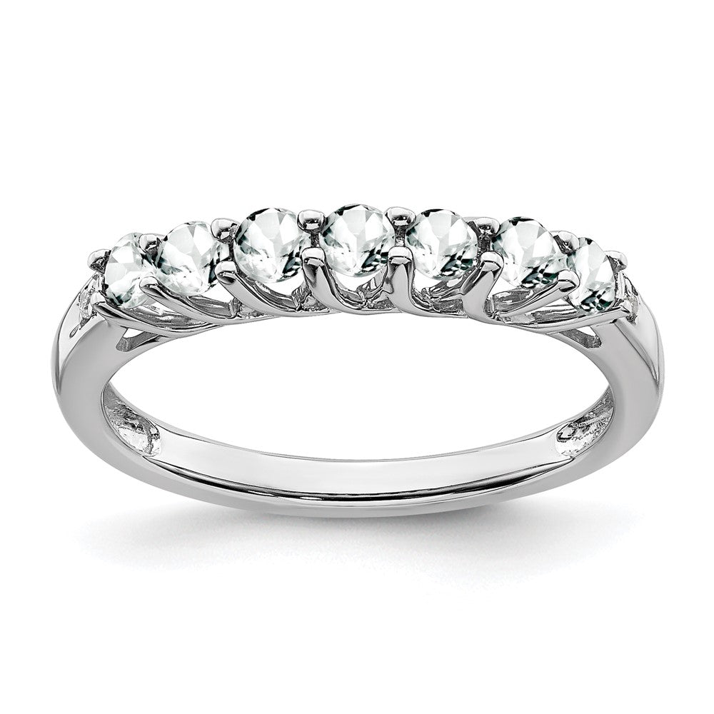 14k White Gold Topaz and Real Diamond 7-stone Ring