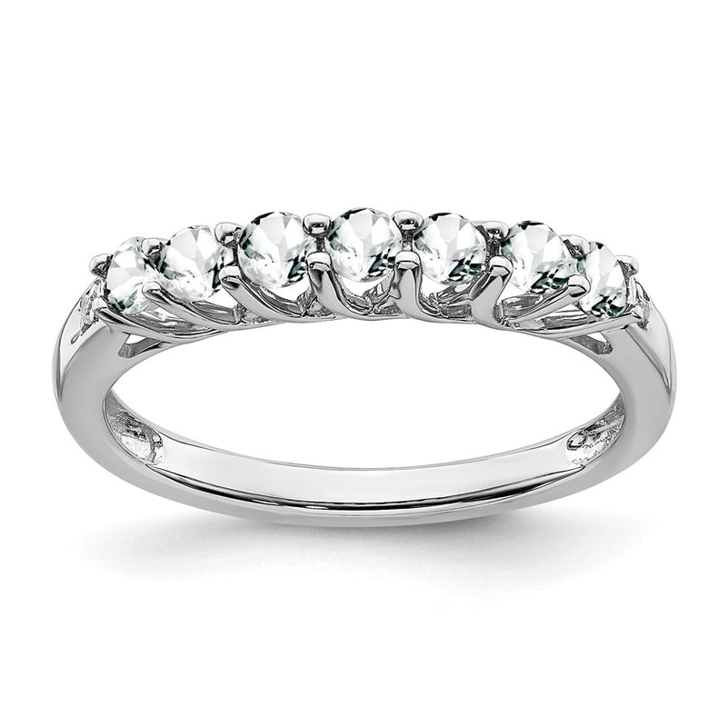 14k White Gold Topaz and Real Diamond 7-stone Ring