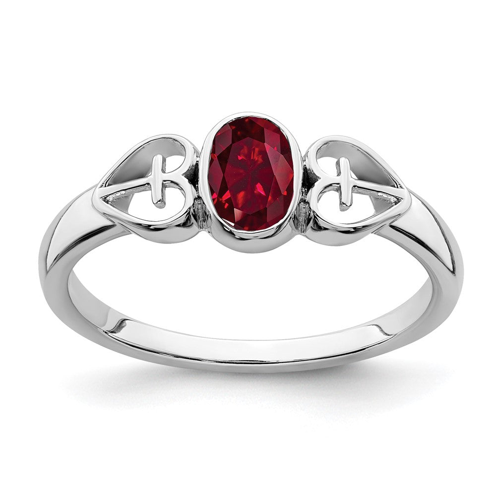 Sterling Silver Created Ruby Ring