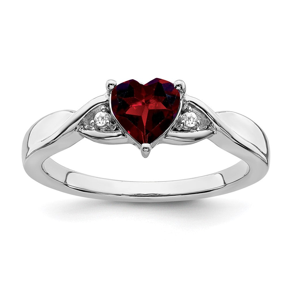 Sterling Silver Garnet and Diamond Ring