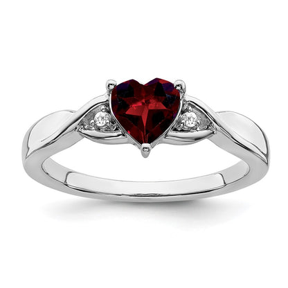 Sterling Silver Garnet and Diamond Ring
