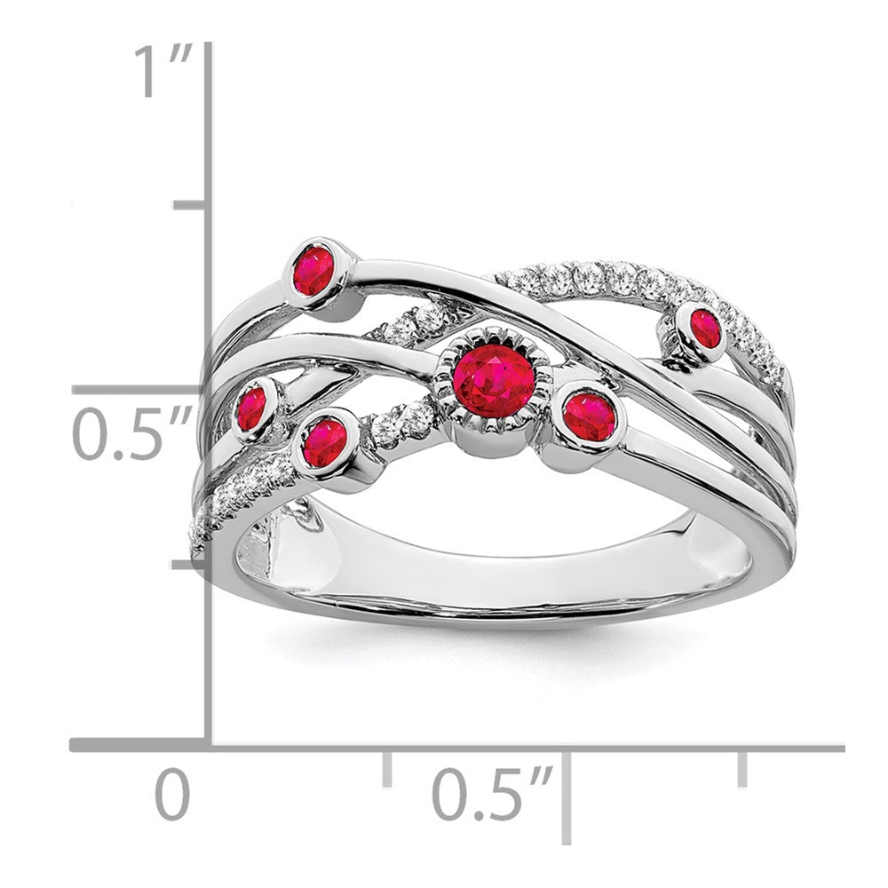14k White Gold Ruby and Real Diamond Ring