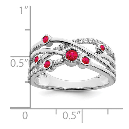 14k White Gold Ruby and Real Diamond Ring